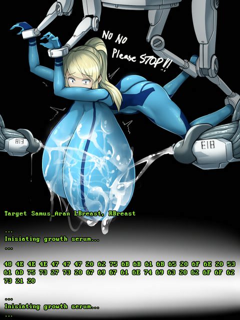 1girls, alternate breast size, ankle cuffs, begging to stop, body modification, bondage, breast expansion, breast growth, breast growth (enlargement), breasts, comic, cuffs, female, huge breasts, hyper, hyper breasts, immobile, mechanical, mechanical fixation, metroid, mind break, nintendo, orgasm factory, rape, restrained, samus aran, sequence, sex machine, sinensian, slave, suspended, suspended in midair, suspension, zero suit samus