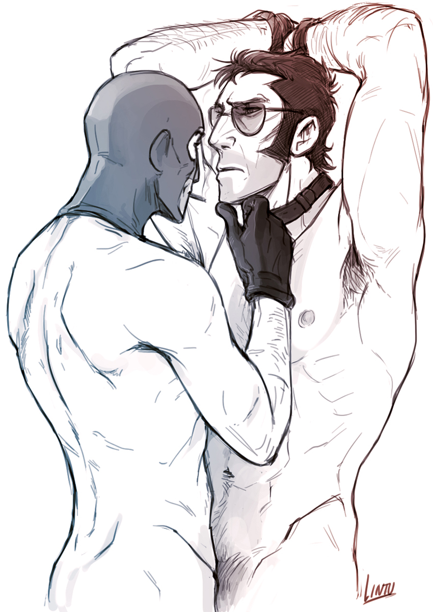 2boys, 2d, collar, gay, human, human male, human only, lintufriikki, male, male only, multiple males, sniper (team fortress 2), spy (team fortress 2), team fortress 2, valve corporation, yaoi