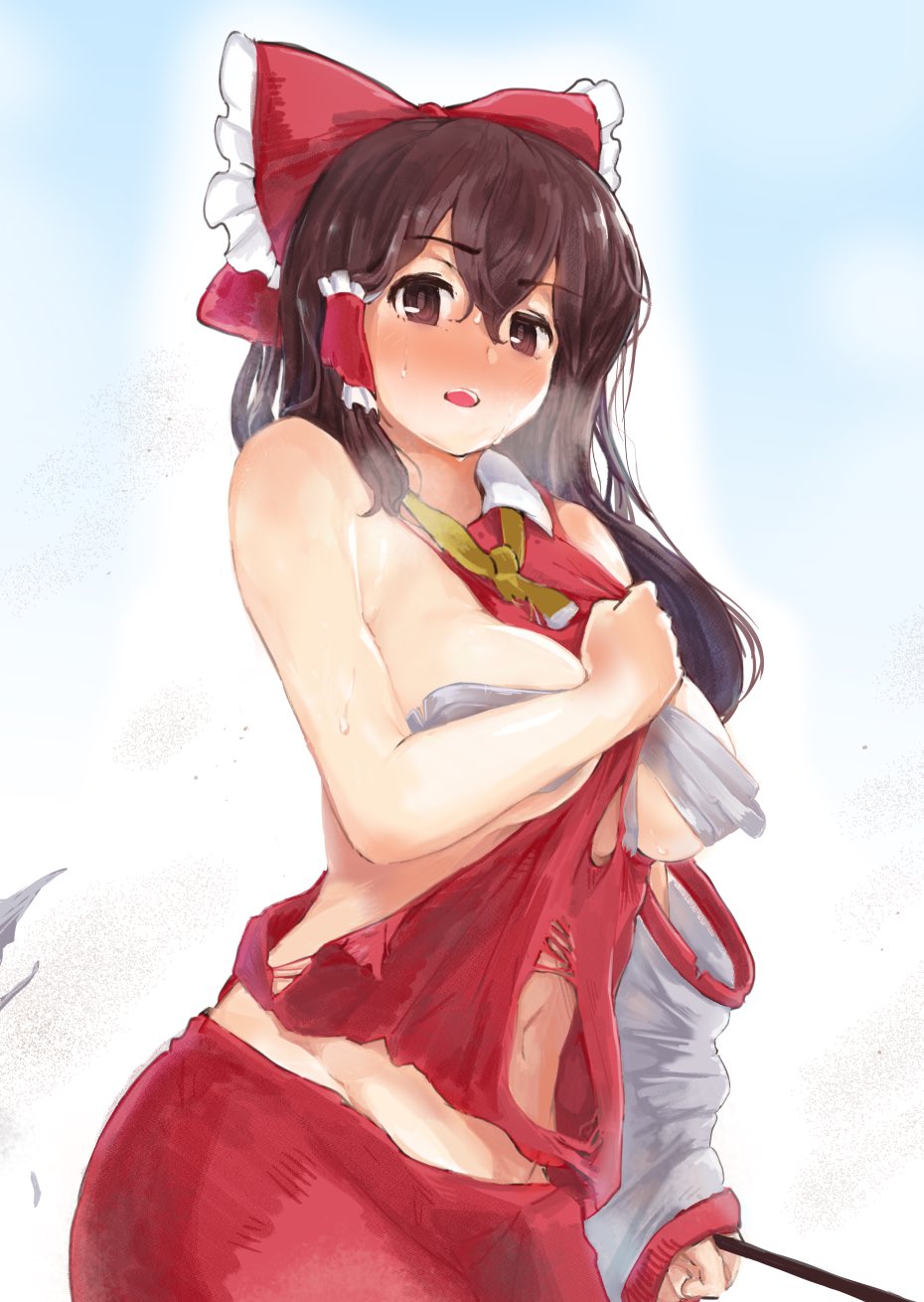 2021 big_breasts covering_breasts reimu_hakurei tagme torn_clothes touhou yanotsuki18