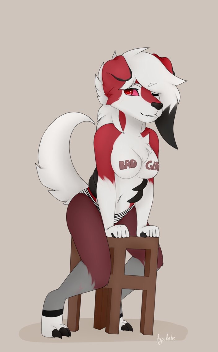 1girls anthro breasts claws clothing female hypohate_(artist) looking_at_viewer lycanroc lyra_woof midnight_lycanroc naughty_smile nintendo panties pokemon pokemon_(species) red_eyes sitting solo teasing underwear video_games