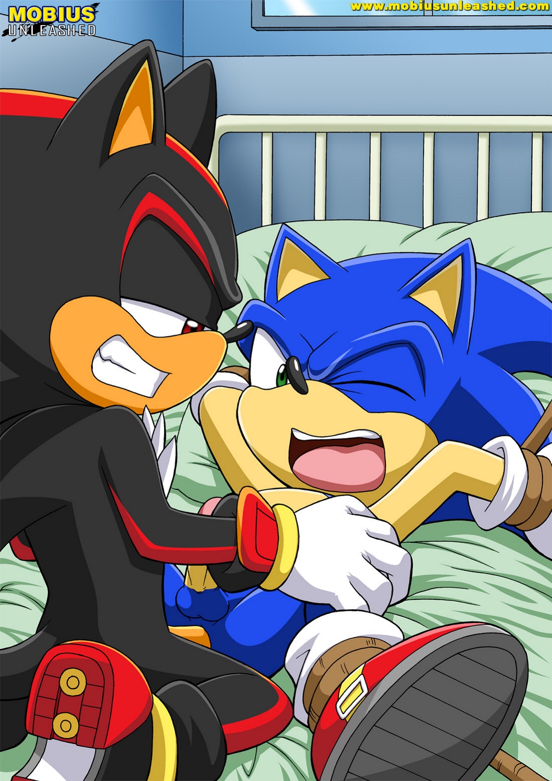 2boys, anal, anal penetration, anal sex, anthro, balls, bbmbbf, bed, bondage, gay, male, male only, male/male, mobius unleashed, one eye closed, open mouth, palcomix, penis, rape, rear deliveries, rope, rope bondage, sega, sex, shadow the hedgehog, sonadow, sonic (series), sonic the hedgehog, sonic the hedgehog (series), teeth, tongue, yaoi