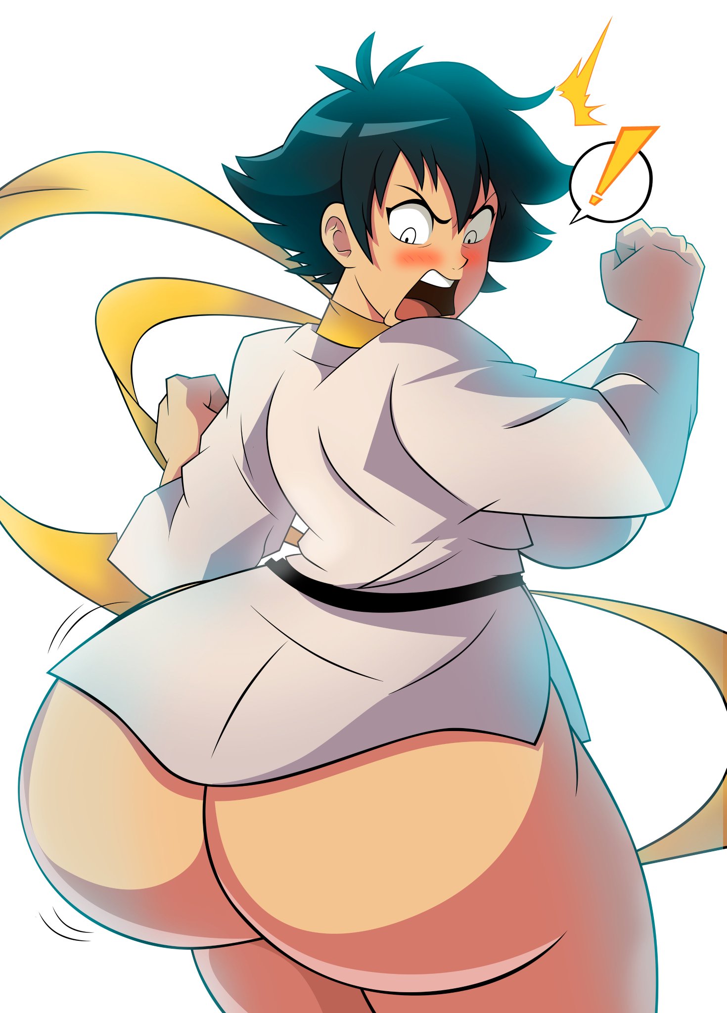 alternate ass size, angry, ass, big butt, bottom heavy, bottomless, bubble ass, bubble butt, caked up, capcom, cheesecake, enormous ass, female, female only, flustered, gigantic ass, grimphantom, huge ass, inconvenient ass, large ass, makoto (street fighter), massive ass, round ass, solo, solo female, street fighter, street fighter iii, street fighter iii (series), street fighter iii: 3rd strike, street fighter iv, street fighter iv (series), thick, thick ass, thick thighs, tomboy, white background