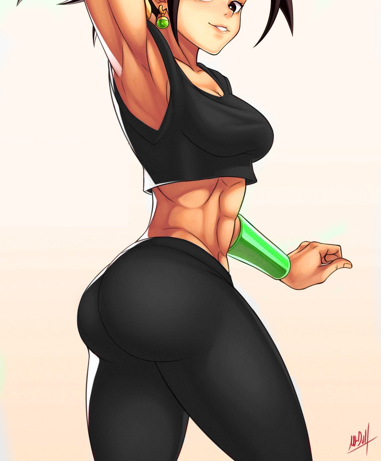 1girls, ass, ass focus, backboob, biceps, big ass, black eyes, breasts, bubble ass, bubble butt, busty, curvaceous, curvy, curvy figure, dragon ball, dragon ball super, female, fusion, kefla, muscular, shiny, shiny ass, shiny skin, solo, thick, thick thighs