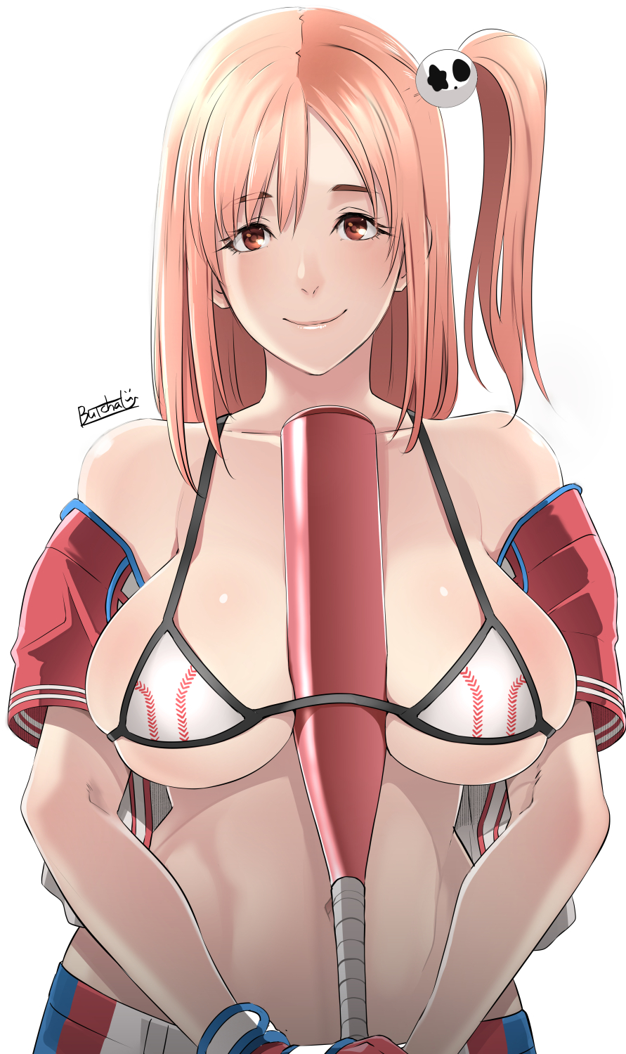 1girls, baseball bat, big breasts, breasts, butcha-u, cleavage, dead or alive, female, female only, honoka (doa), large breasts, solo, tecmo
