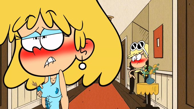 big_breasts big_penis blush blushing cum dickgirl edit futanari horny lactation leni_loud lori_loud penis_under_clothes sperm straight_hair the_loud_house xsherlock420_(artist)