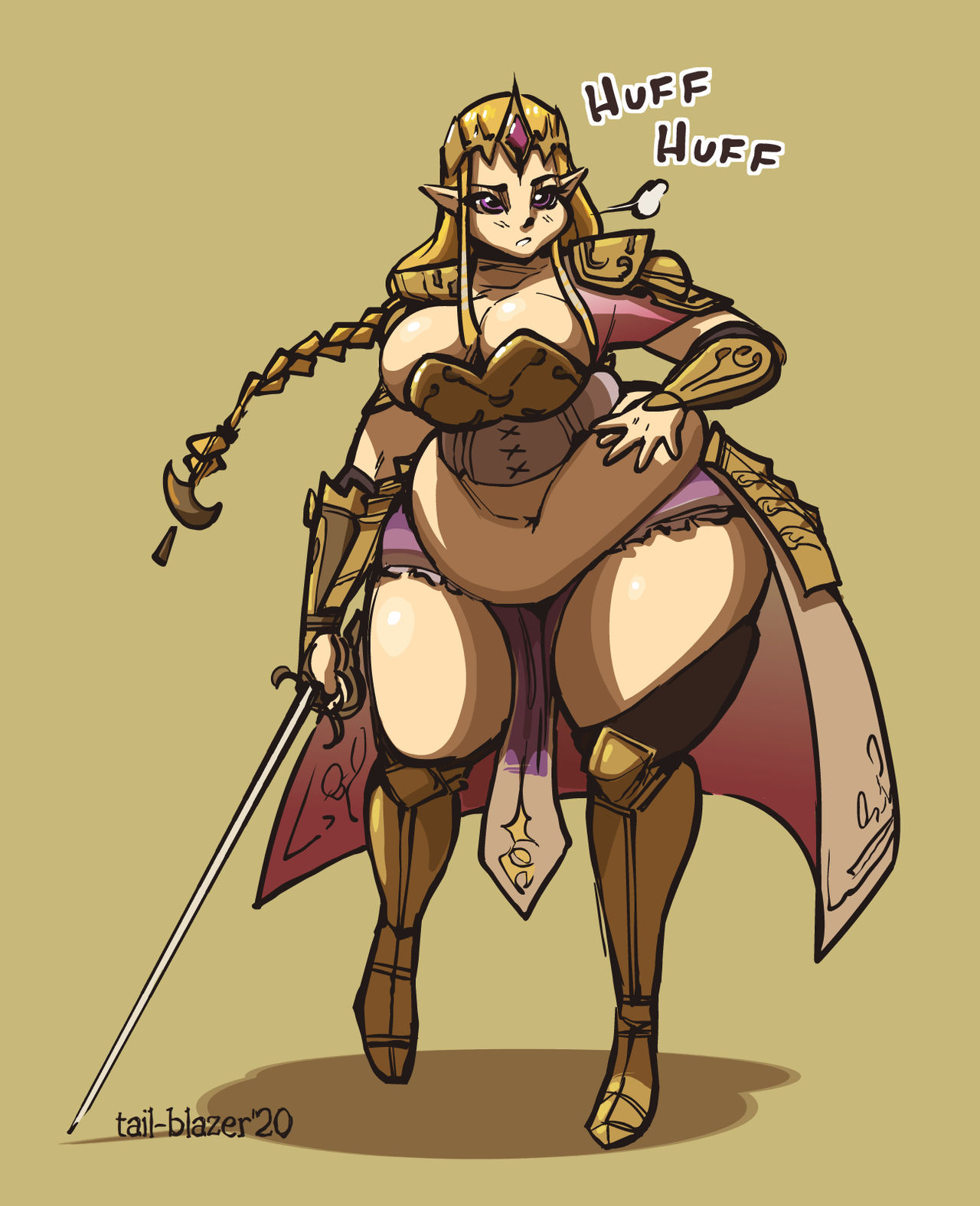 ass, big belly, chubby, chubby female, expansion, fat, fat ass, female, hyrule warriors, nintendo, plump, plump ass, princess zelda, tail-blazer, the legend of zelda, thick, thick ass, thick legs, thighhighs, weight gain, zelda (hyrule warriors)