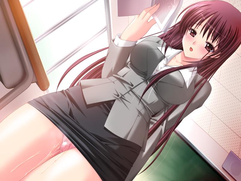 blush breasts brown_hair business_suit choco_chip classroom clothed_masturbation clothing discreet_vibrator egg_vibrator exhibitionism formal from_below fully_clothed game_cg kateikyoushi_no_onee-san large_breasts legs masturbation miniskirt onodera_rio panties pink_panties public public_vibrator pussy_juice_trail red_eyes skirt skirt_suit stealth_masturbation suit teacher thighs underwear upskirt vibrator vibrator_bulge vibrator_under_panties wet_panties