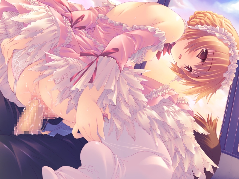 blush brown_eyes brown_hair censored clothed_sex clothing cowgirl_position cum cum_inside cum_on_ass dress flat_chest frilled_dress frills game_cg girl_on_top hair_ornament legwear sex stockings straddle thighhighs to_heart_(series) to_heart_2 to_heart_2_another_days vaginal_penetration white_legwear yamada_michiru zettai_ryouiki