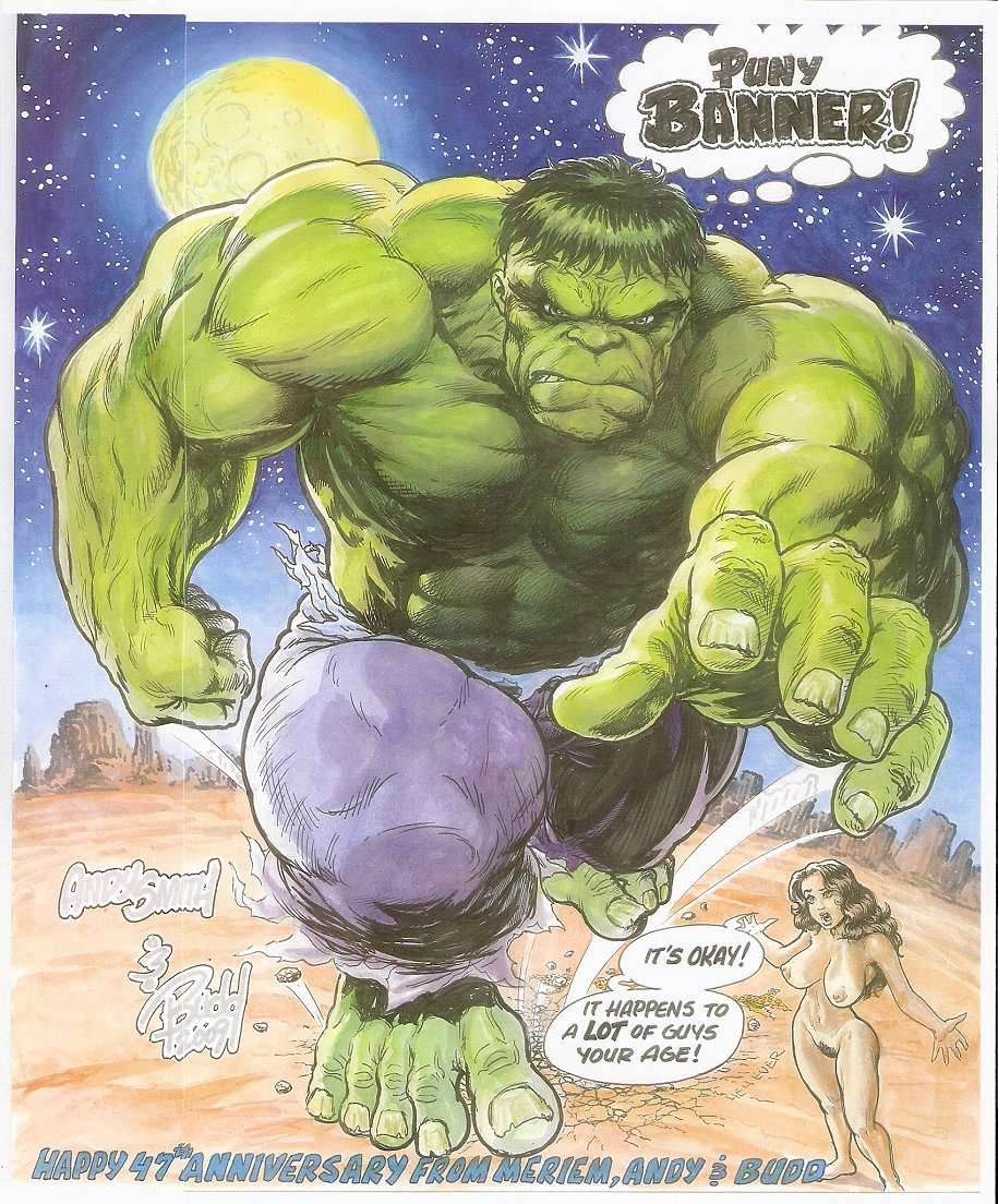 1boy 1girls 2009 basement_comics budd_root cavewoman crossover green-skinned_male green_skin hulk hulk_(series) light-skinned_female light_skin male_focus marvel marvel_comics meriem_cooper straight_hair unshaved_pussy