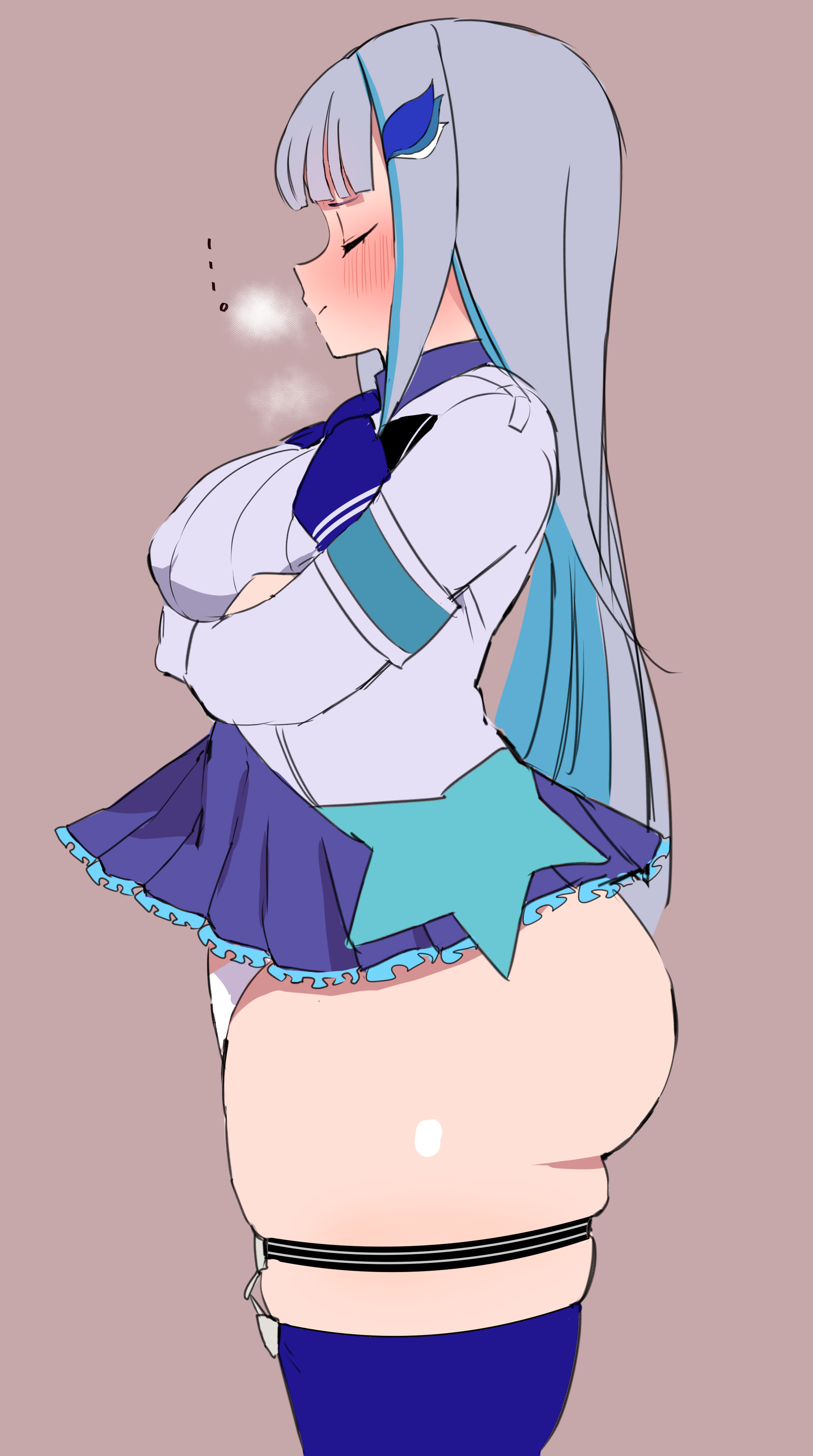 1girls, ass, big ass, big breasts, big butt, blush, bottom heavy, breasts, closed eyes, female, high resolution, huge ass, huge thighs, indie virtual youtuber, large breasts, lize helesta, long hair, microskirt, nijisanji, nipple bulge, nipples visible through clothing, panties, skirt, solo, standing, thick thighs, virtual youtuber, voluptuous, wasabi sushi, white panties, wide hips, youtube, youtuber