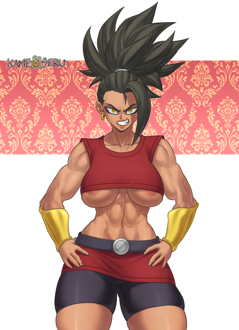 1girls, abs, breasts, dragon ball, dragon ball super, female, female only, female saiyan, kale, kamekuzu, kameseru, muscular, muscular female, solo, thick thighs, underboob