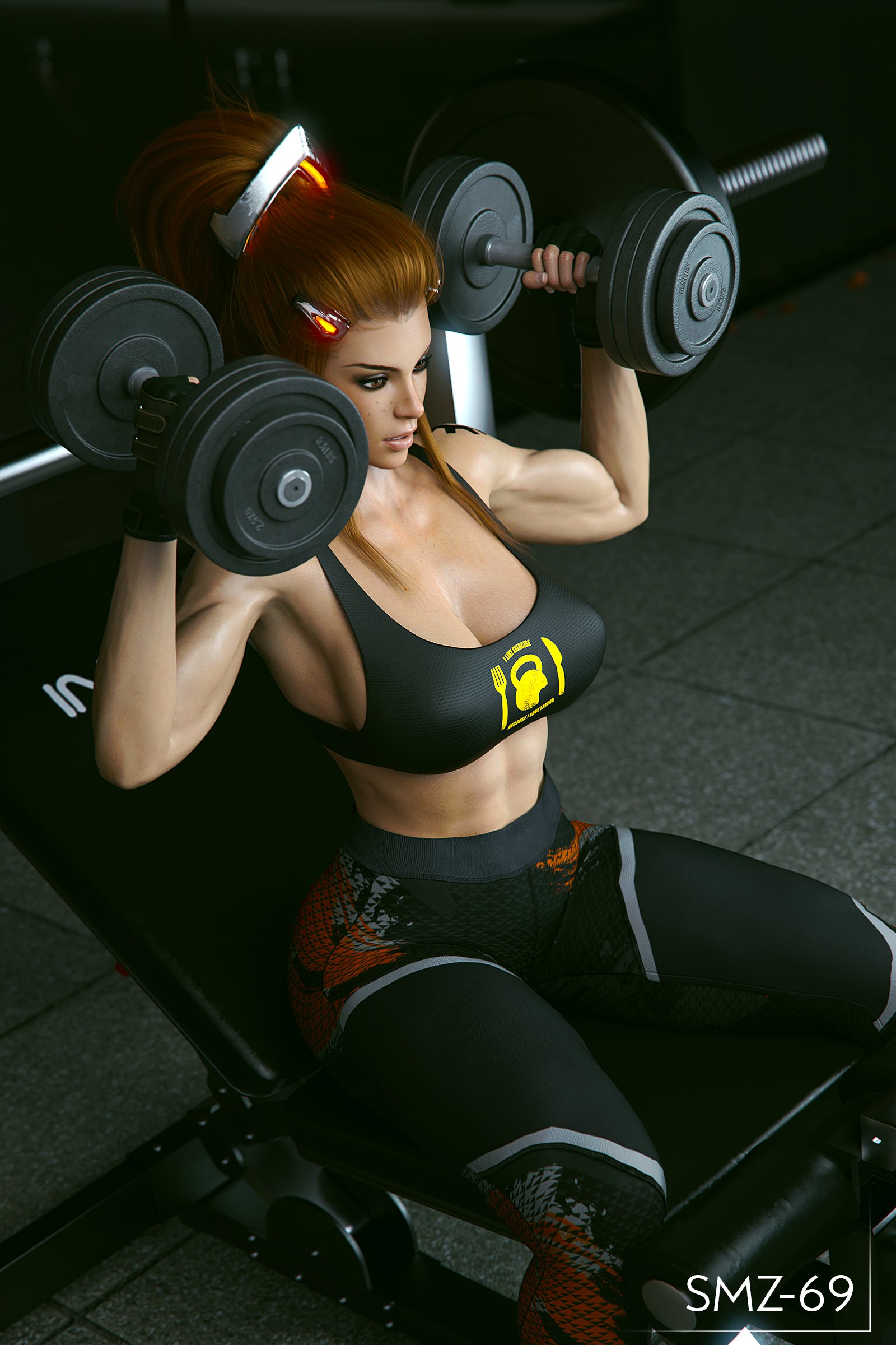 1girls, 3d, abs, big breasts, blizzard entertainment, breasts, brigitte, cleavage, female, female only, gym, gym clothes, large breasts, muscular, muscular female, overwatch, realistic, smz-69, solo, solo female, thick thighs, tight clothing, weightlifting, weights