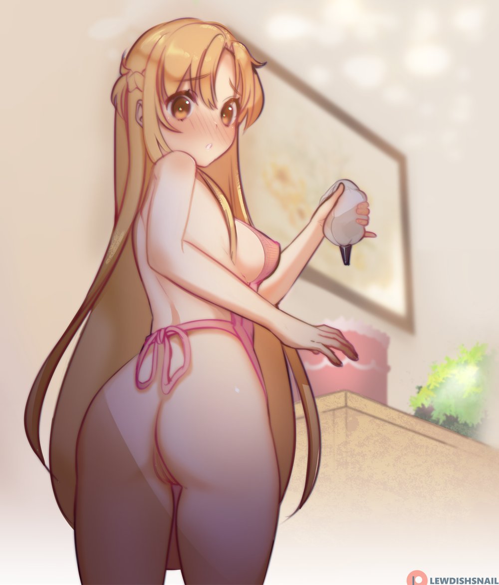 apron apron_only ass ass_focus big_ass cake colored_sketch erect_nipples female lewdishsnail long_hair naked_apron nipples_visible_through_clothing orange_eyes orange_hair pov pussy pussy_peek sketch solo solo_female sword_art_online thick_ass thick_thighs thigh_gap thighs very_long_hair wife yuuki_asuna