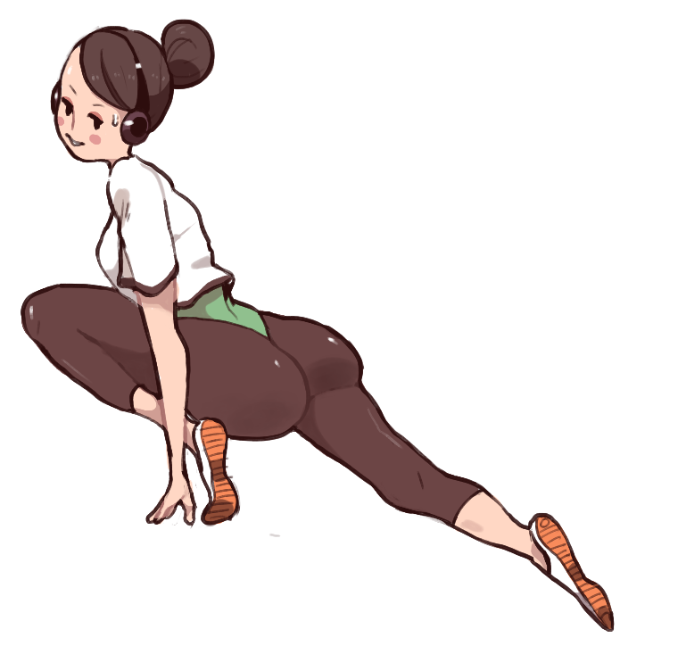 copyright_request fat_ass inkerton-kun inkuusan long_legs mary_o. mob_face nintendo sweatdrop tagme workout yoga_pants