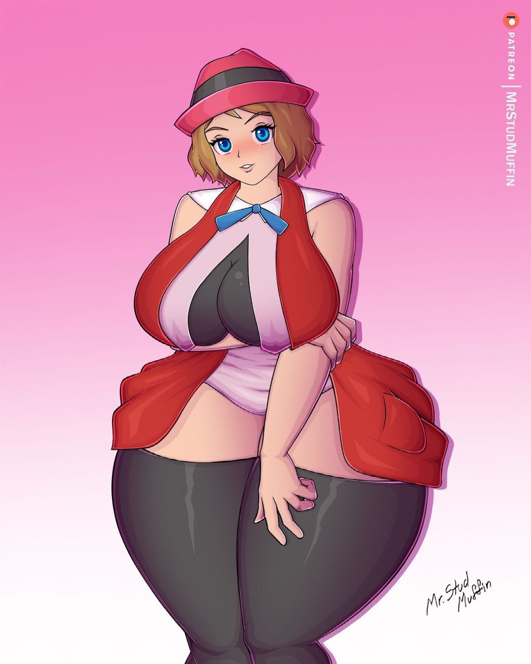 1girls alternate_ass_size alternate_body_type alternate_breast_size big_thighs blue_eyes blush curvy enormous_thighs female female_only gigantic_hips gigantic_thighs huge_breasts huge_hips huge_thighs human large_thighs looking_at_viewer massive_thighs mrstudmuffin pokemon pokemon_xy short_hair sleeveless sleeveless_shirt solo solo_female teenager thick thick_thighs thighhighs voluptuous wide_hips