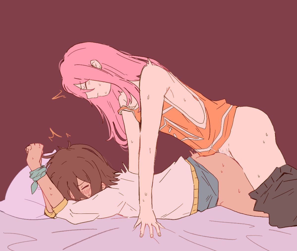 aubrey (faraway) (omori), aubrey (omori), brown hair, cum, female, femdom, futadom, futanari, futasukichio, genderswap, intersex, kel (faraway) (omori), kel (omori), male, omori, pink hair, rule 63, sex, straight, submissive male, t4t, trans man, trans woman, transfem, transhet, transmasc