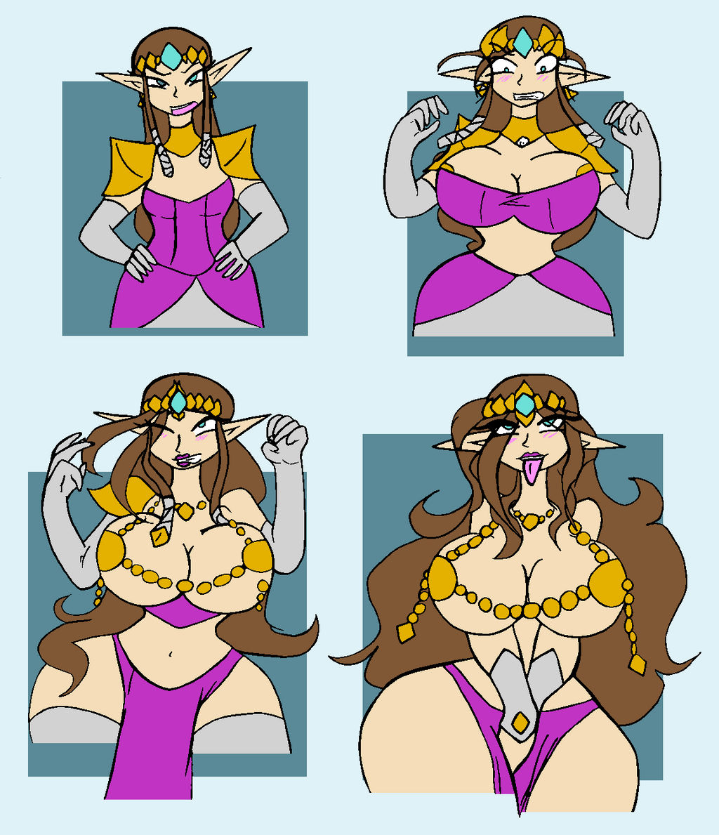 1girls, big breasts, big hips, bimbo, bimbofication, breast expansion, breast growth, breast growth (enlargement), breasts, da-fuze, expansion, female, hip expansion, identity death, nintendo, princess zelda, solo, the legend of zelda, transformation, transformation sequence, twilight princess, zelda (twilight princess)