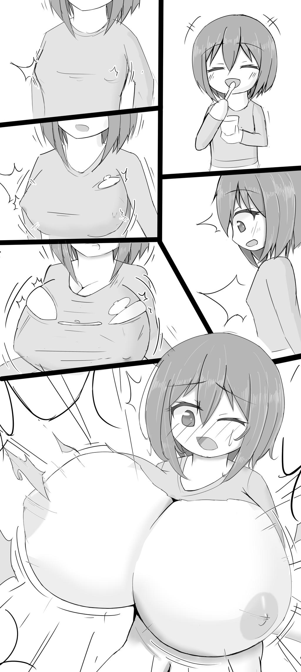 1girls, age progression, breast expansion, breast growth, breast growth (enlargement), breasts, bursting breasts, female, female only, growth, huge breasts, monochrome, nipples, solo, solo female, tefnen, torn clothes, torn clothing, wardrobe malfunction