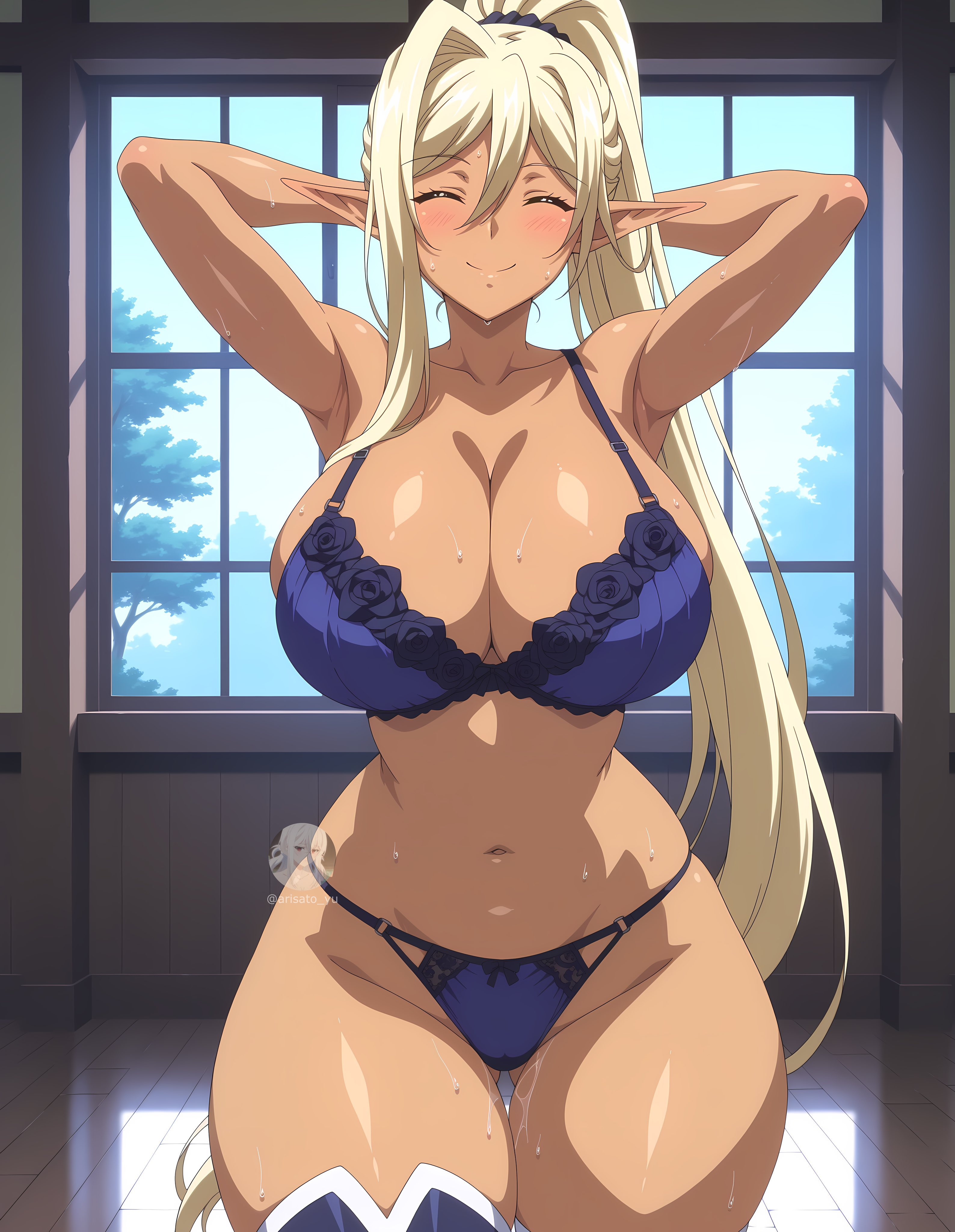 1female, 1girls, ai generated, arisato yu, cloe (kuroinu), female, female only, kuroinu ~kedakaki seijo wa hakudaku ni somaru~, solo, solo female, tagme, voluptuous, voluptuous female