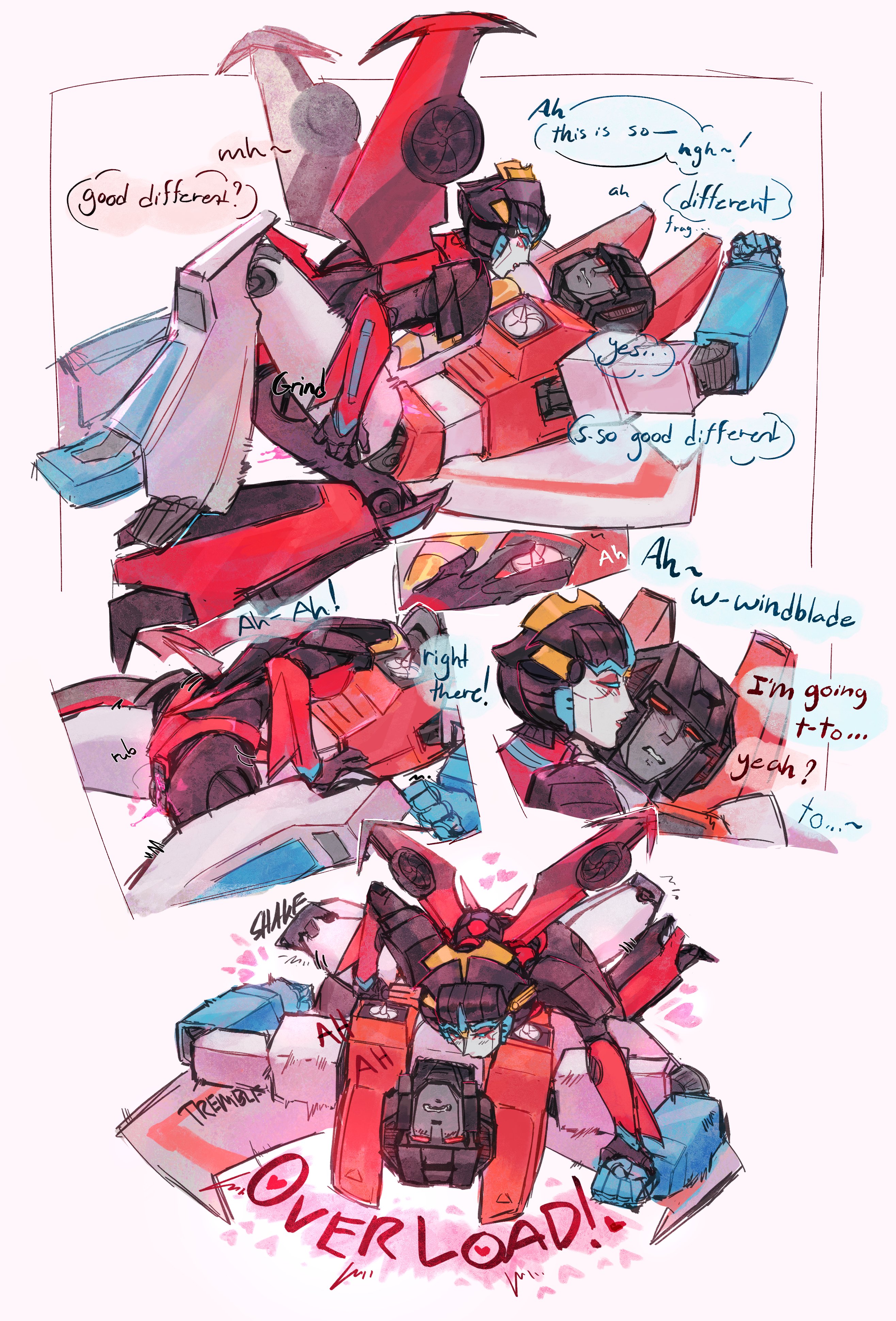 blue eyes, cuntboy, dialogue, jet, plane, red eyes, robot, sex, starscream, transformers, windblade