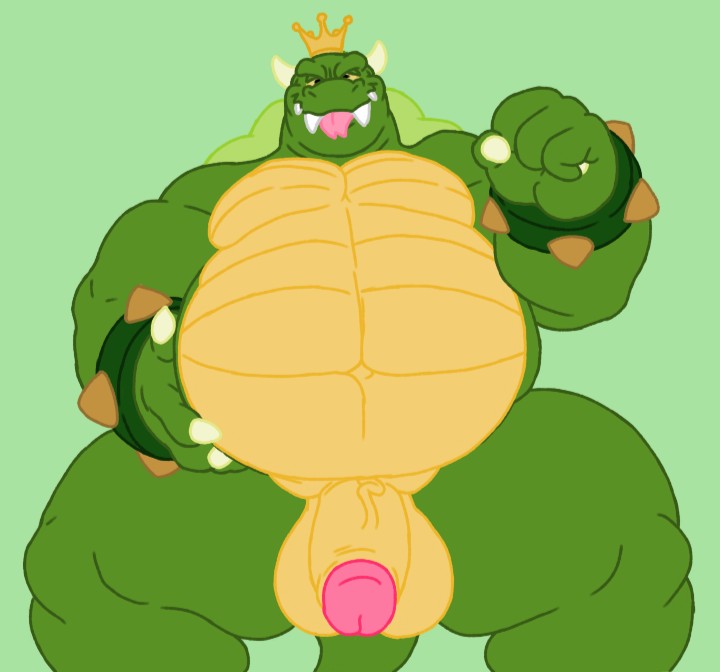 2018 4_fingers anthro balls bedroom_eyes belly big_belly bowser colored crown edit foreskin front_view half-closed_eyes hand_on_belly hand_on_stomach horn humanoid_penis king_koopa koopa looking_at_viewer looking_down male male_only mario_(series) musclegut muscular muscular_male navel nintendo nude overweight penis presenting presenting_penis retracted_foreskin scales scalie seductive shell simple_background smile solo spiked_armlet teeth the_super_mario_bros._super_show! tongue tongue_out toomanyboners uncut video_games white_background