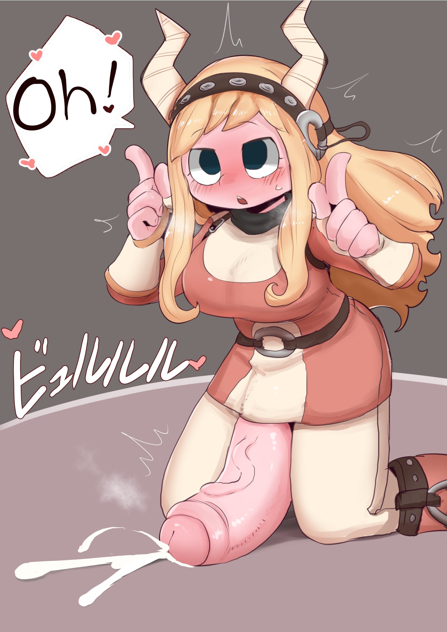 1futa, big breasts, big penis, blonde hair, blush, breasts, clothed, clothing, cum, ejaculation, foreskin, futa only, futanari, grey background, hands-free, handsfree ejaculation, horns, huge cock, human, intersex, kneeling, large penis, light skin, light-skinned futa, long hair, mostly clothed, musk, musk clouds, musky, musky cock, my hero academia, orgasm, pale skin, partially retracted foreskin, penis, pleasure face, retracted foreskin, smell, smelly, smelly cock, solo, speech bubble, steam, text, thick penis, tsunotori pony, uncensored, uncircumcised, veiny penis, zkky