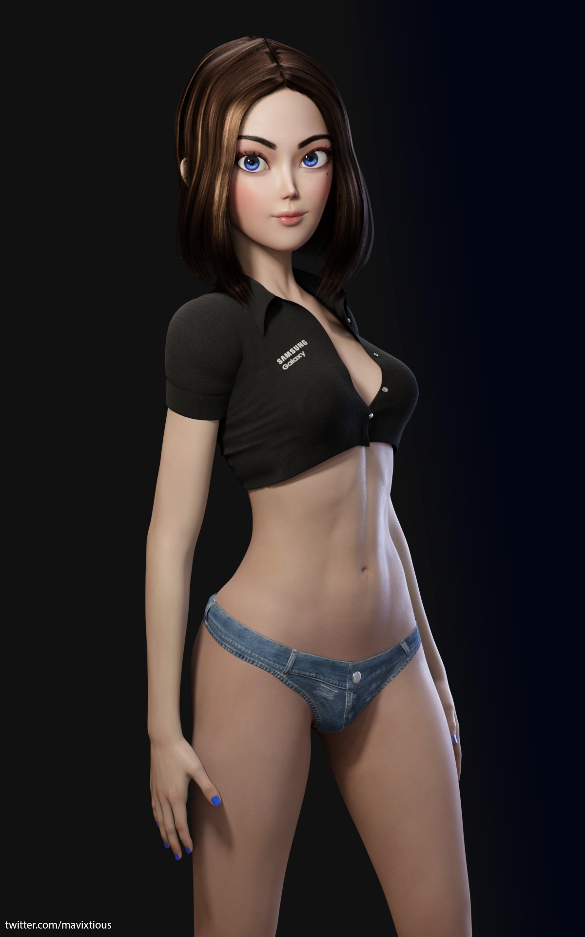 1girls, 3d, alternate version available, blender, female, female only, mavixtious, samsung, samsung sam, solo