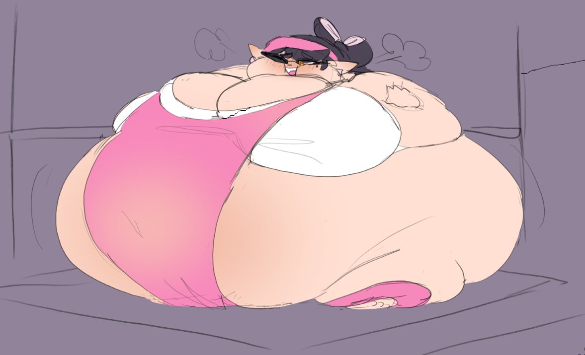 1girls belly_expansion belly_inflation belly_on_ground belly_overhang big_belly big_breasts blush breasts callie_(splatoon) cephalopod cephalopod_humanoid exhaling fat fat_belly fat_folds fat_legs fat_rolls fat_woman fattening female female_only fruitgremlin hanging_belly huffing immobile inflation inkling obese obese_female one_eye_closed overweight overweight_female pointy_ears round_belly round_body solo solo_female spherical_inflation splatoon splatoon_(series) sunken_head sunken_limbs tentacle_hair tight_fit weight_gain