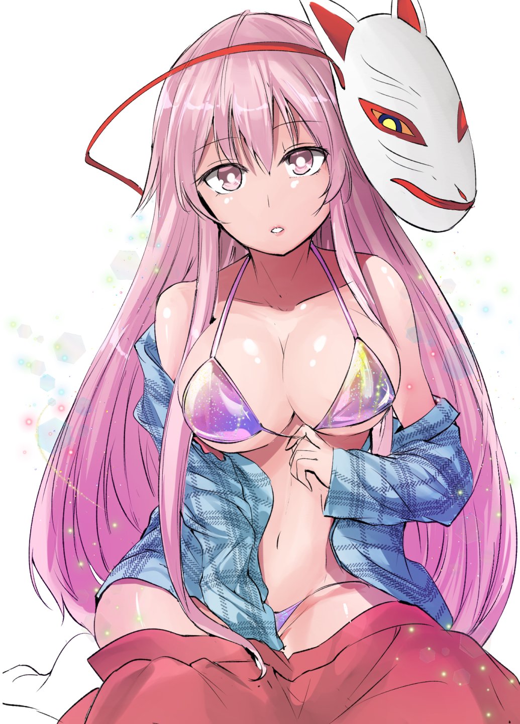 big_breasts expressionless hata_no_kokoro mask pink_eyes pink_hair tagme touhou y2