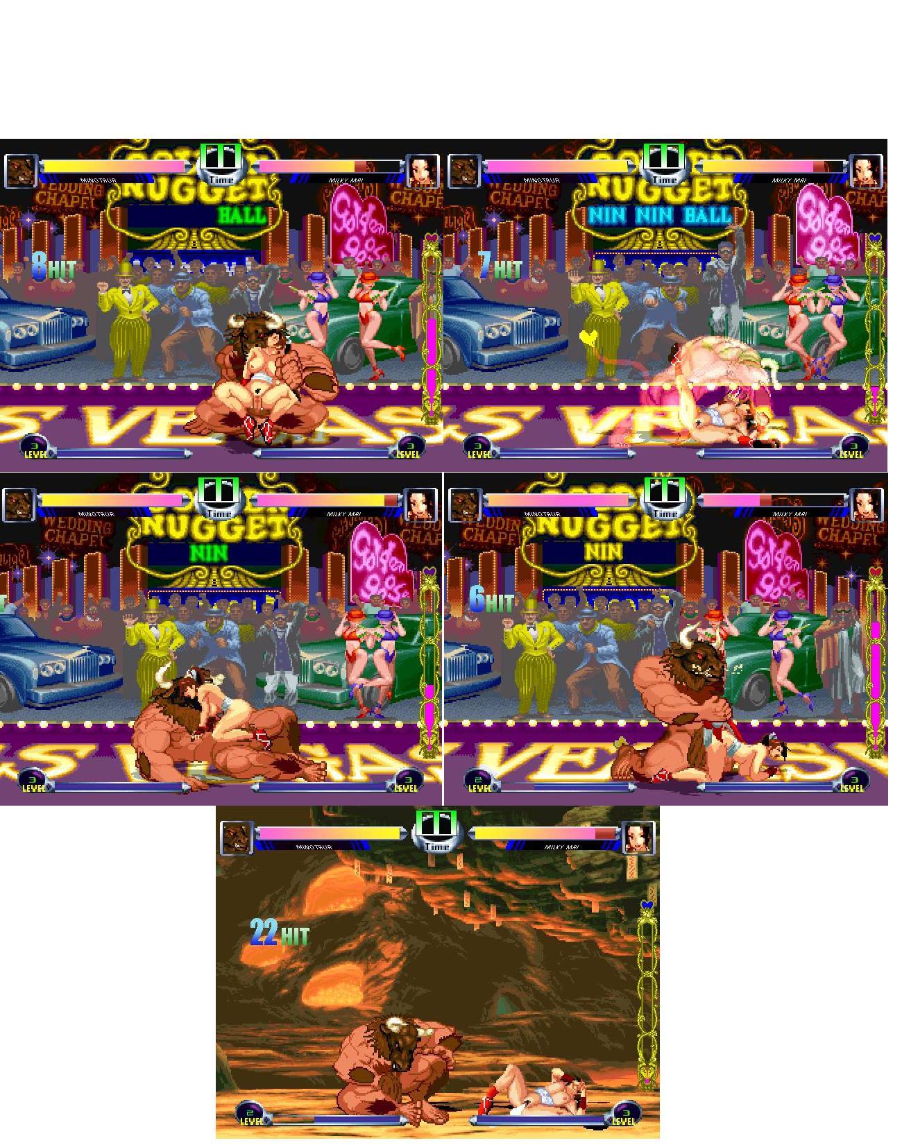 16-bit 1boy 1girls anthro defeated european_mythology female fight greek_mythology human king_of_fighters m.u.g.e.n mai_shiranui male minotaur minotaur_(mugen) monster mythology pixel_art public_domain rape snk straight white_background