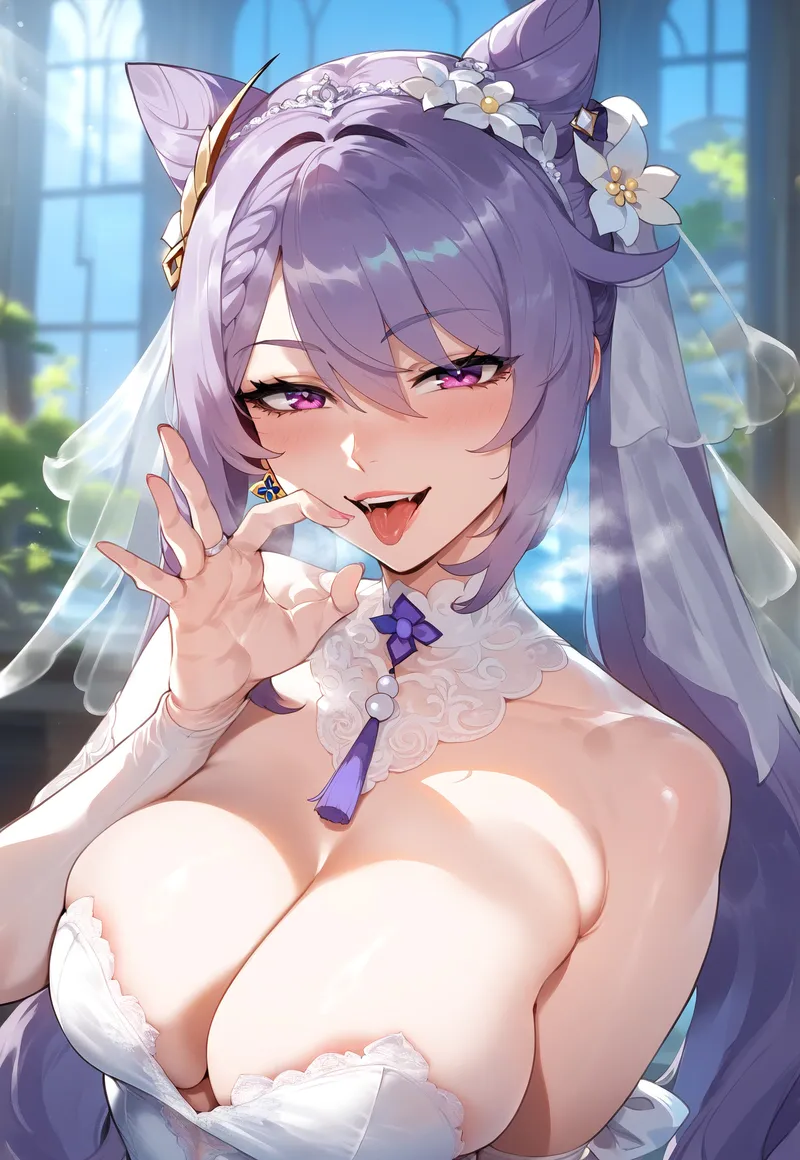 ai generated, female, genshin impact, keqing (genshin impact), wedding dress