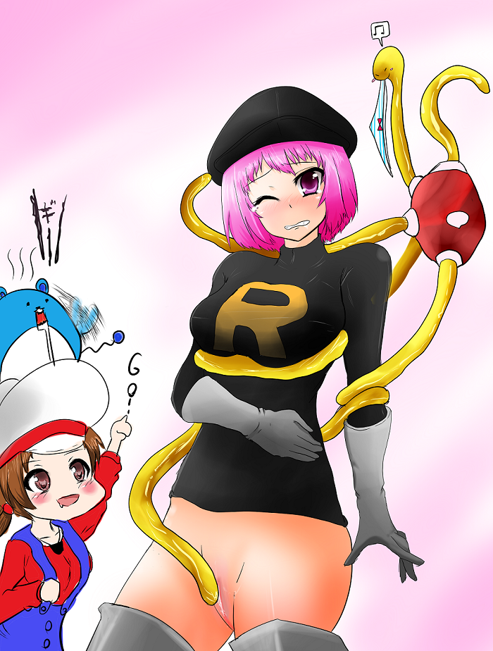 female female_team_rocket_grunt female_team_rocket_grunt_(pokemon_hgss) human lyra_(pokemon) marill nintendo pink_hair pokemon pokemon_hgss pokephilia short_hair short_pink_hair shuckle striped_panties team_rocket team_rocket_grunt team_rocket_grunt_(female) team_rocket_grunt_(pokemon_hgss)