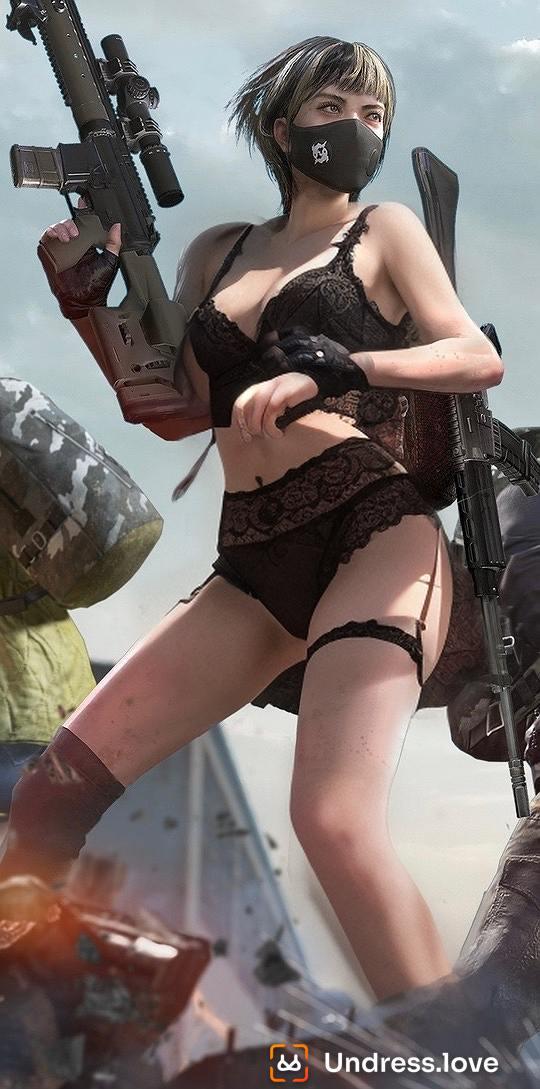 bikini black edit gun image lingerie paul pubg short_hair taego tagme undressed unknown_character upload