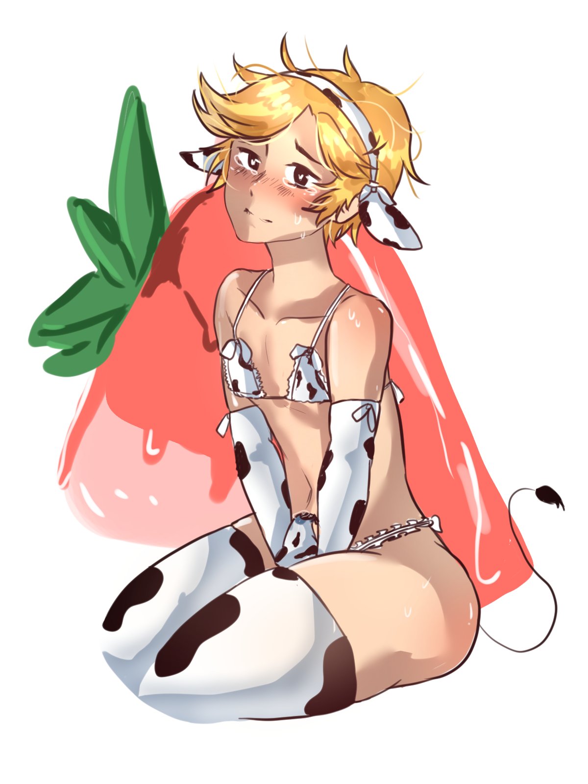 blonde_hair buddy buddy_mysims cow_boy cowsuit electronic_arts embarrassed femboy gay leggings male_only mysims short_hair tears