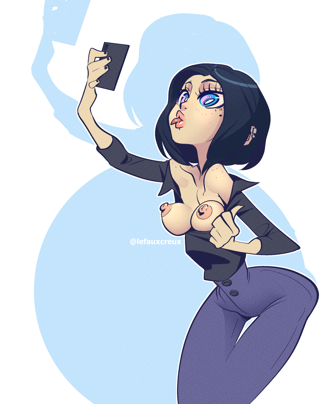 breasts, busty, creux, female, female focus, female only, hourglass figure, monochrome, samsung, samsung sam, solo, tagme, wide hips