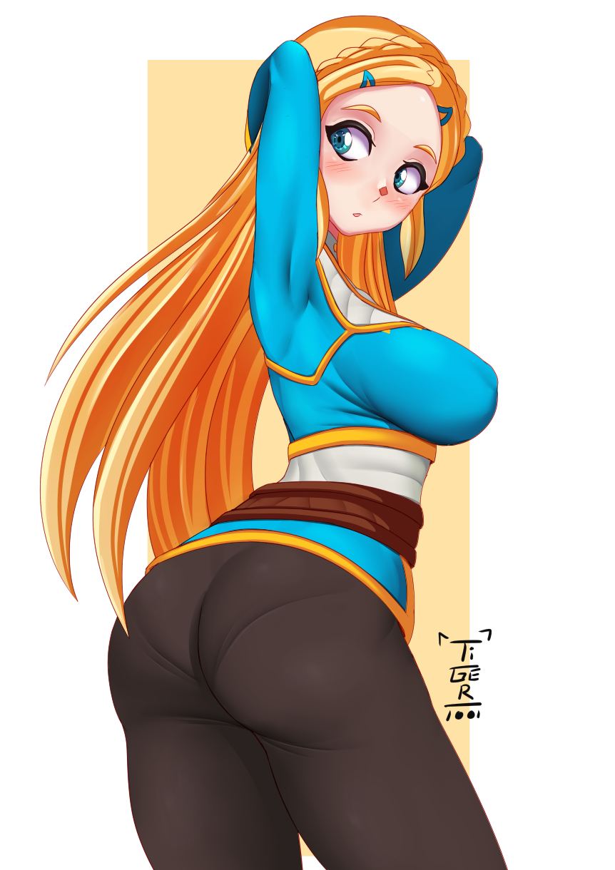 1girls ass big_breasts blonde_hair blue_eyes braids breasts breath_of_the_wild curvy_figure female long_hair nintendo pointy_ears princess_zelda sideboob standing the_legend_of_zelda thick_thighs tiger1001 zelda_(breath_of_the_wild)