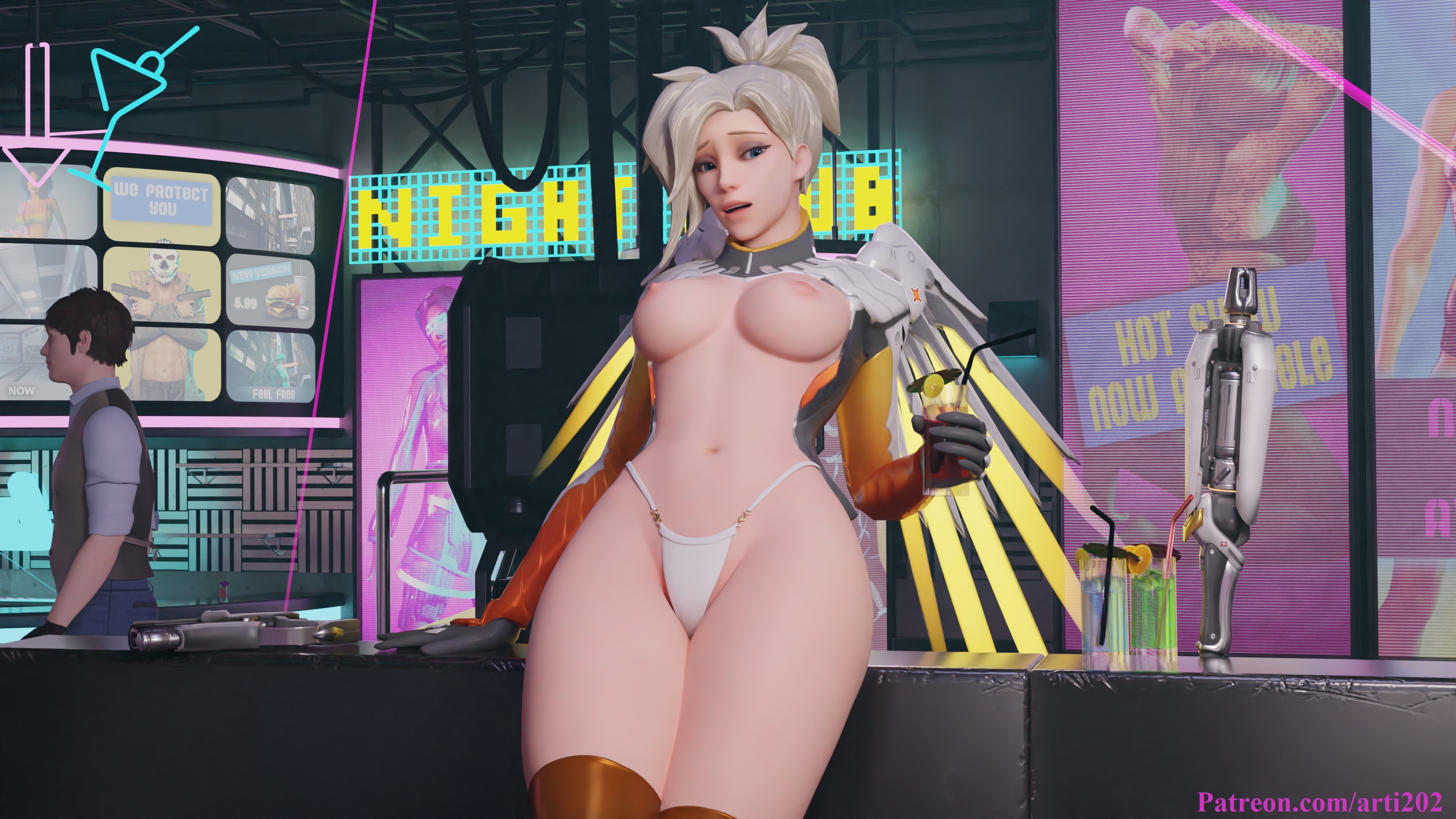 1girls, 3d, 4k, absurdres, areolae, arti202, ass, big breasts, blender, breasts, female, female only, highres, large breasts, mercy, nipples, overwatch, presenting, presenting pussy, pussy, solo