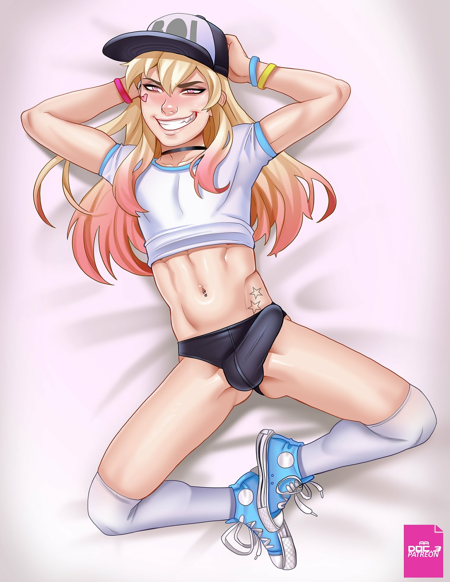 1boy, andava, andavaverse, bulge, crossdressing, erection, erection under clothes, femboy, girly, human, human only, jade (dross), male, male only, penis, penis under clothes, solo, trap