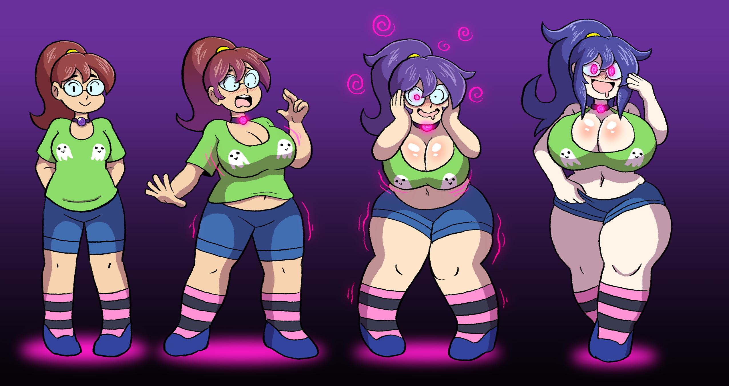 1girls, bimbo, bimbofication, brainwashing, breast expansion, breast growth, breast growth (enlargement), breasts, comic, corruption, expansion, female, glasses, hex maniac, hexification, hip expansion, identity death, nintendo, original character, pokemon, pokemon xy, ponytail, prinnydood, solo, tagme, transformation, transformation sequence