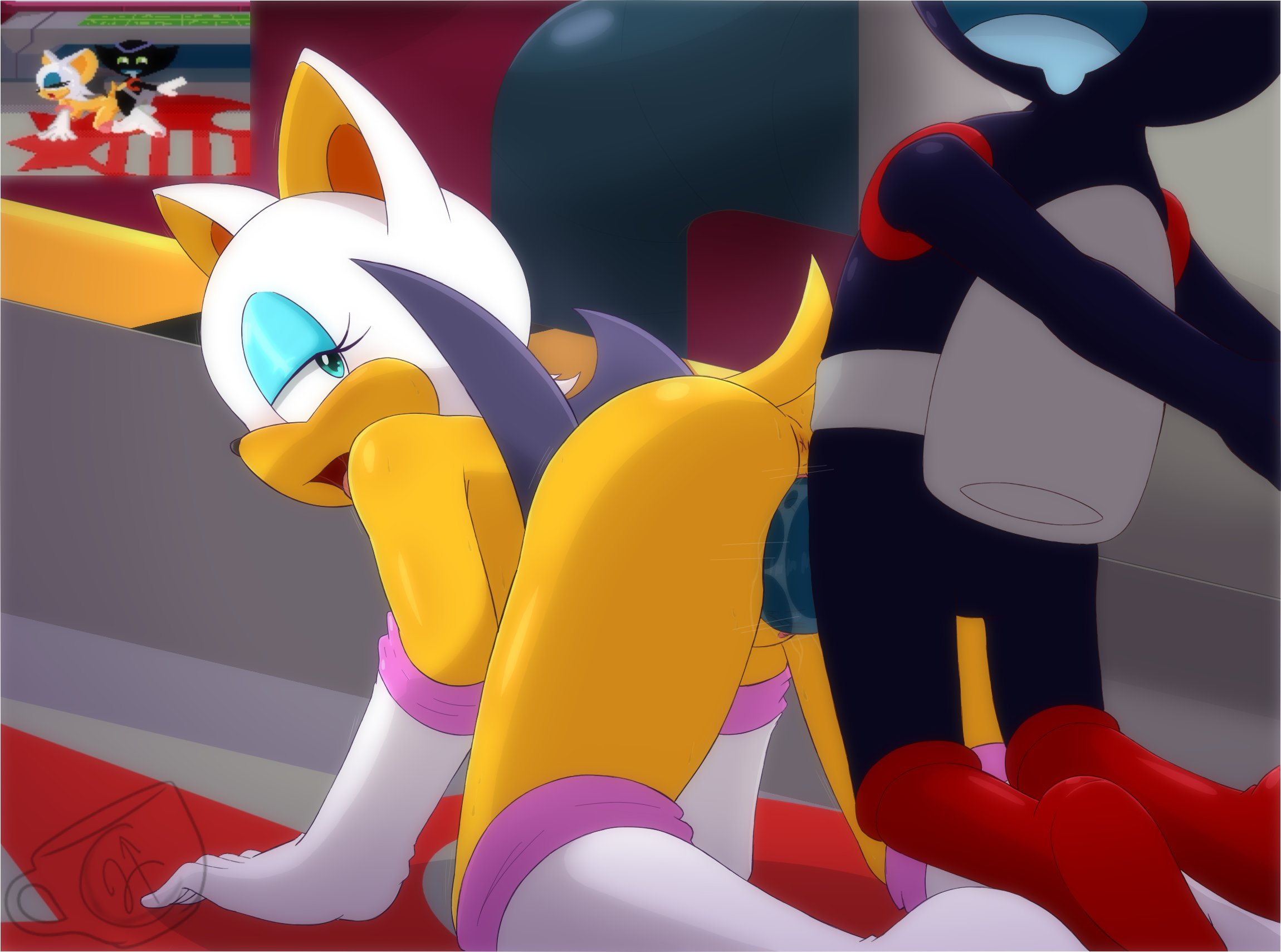 1girls, ahe gao, all fours, ass, big ass, big breasts, big butt, big penis, blue eyes, bokkun, breasts, doggy style, ed-nsfw, female, furry, looking away, looking back, male, penis, project x love potion disaster, pussy, rouge the bat, sonic (series), straight, tail, vaginal insertion, vaginal penetration, vaginal sex, wings