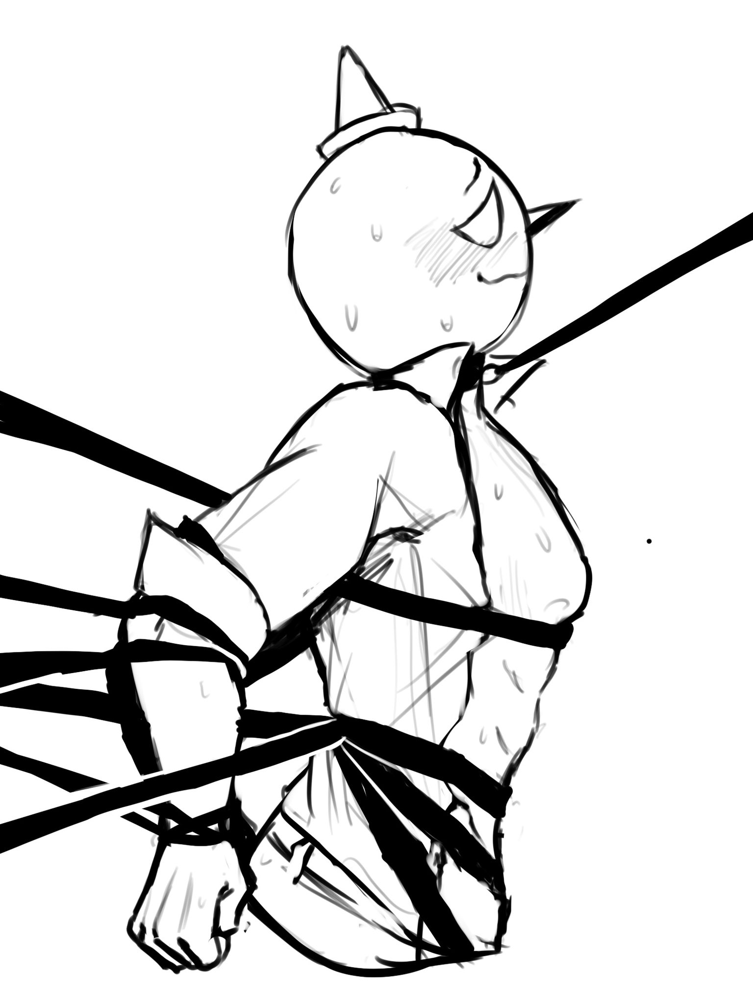 bondage, jack box, jack in the box, male, male only, monochrome, object head, solo, solo male, tagme