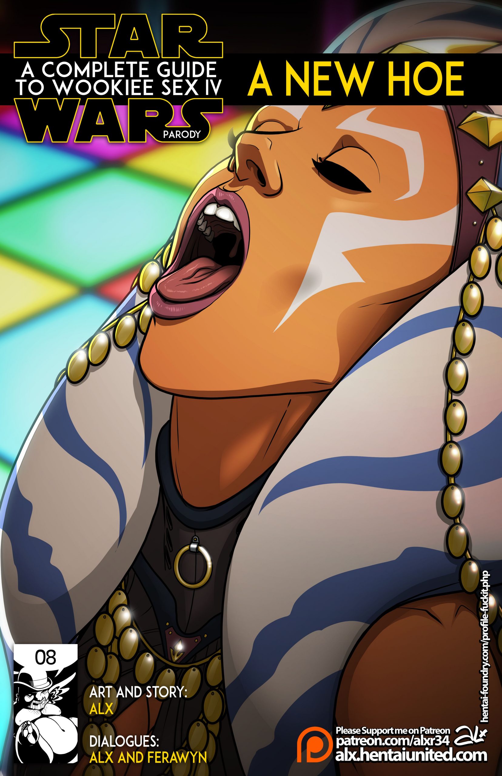 1girls, ahsoka tano, alien, alx (fuckit), closed eyes, clothed, clothing, comic, comic page, english text, female, female focus, female only, lingerie, open mouth, revealing clothes, simple background, solo, star wars, star wars rebels, text, togruta, tongue, western