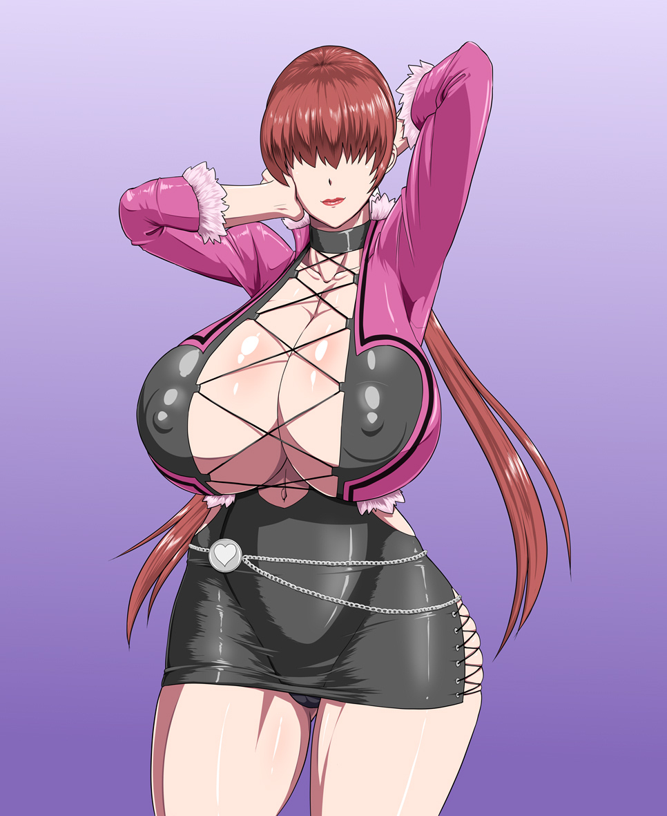 arms_behind_head bare_legs big_breasts big_lips bolero breasts cleavage dress female female_focus female_only hair_over_eyes huge_breasts king_of_fighters large_breasts long_hair ml nipple_bulge pinup pinup_pose pose posing puffy_lips red_hair shermie_(kof) short_dress skimpy_dress sleeves_rolled_up snk solo standing tagme thick_thighs wide_hips