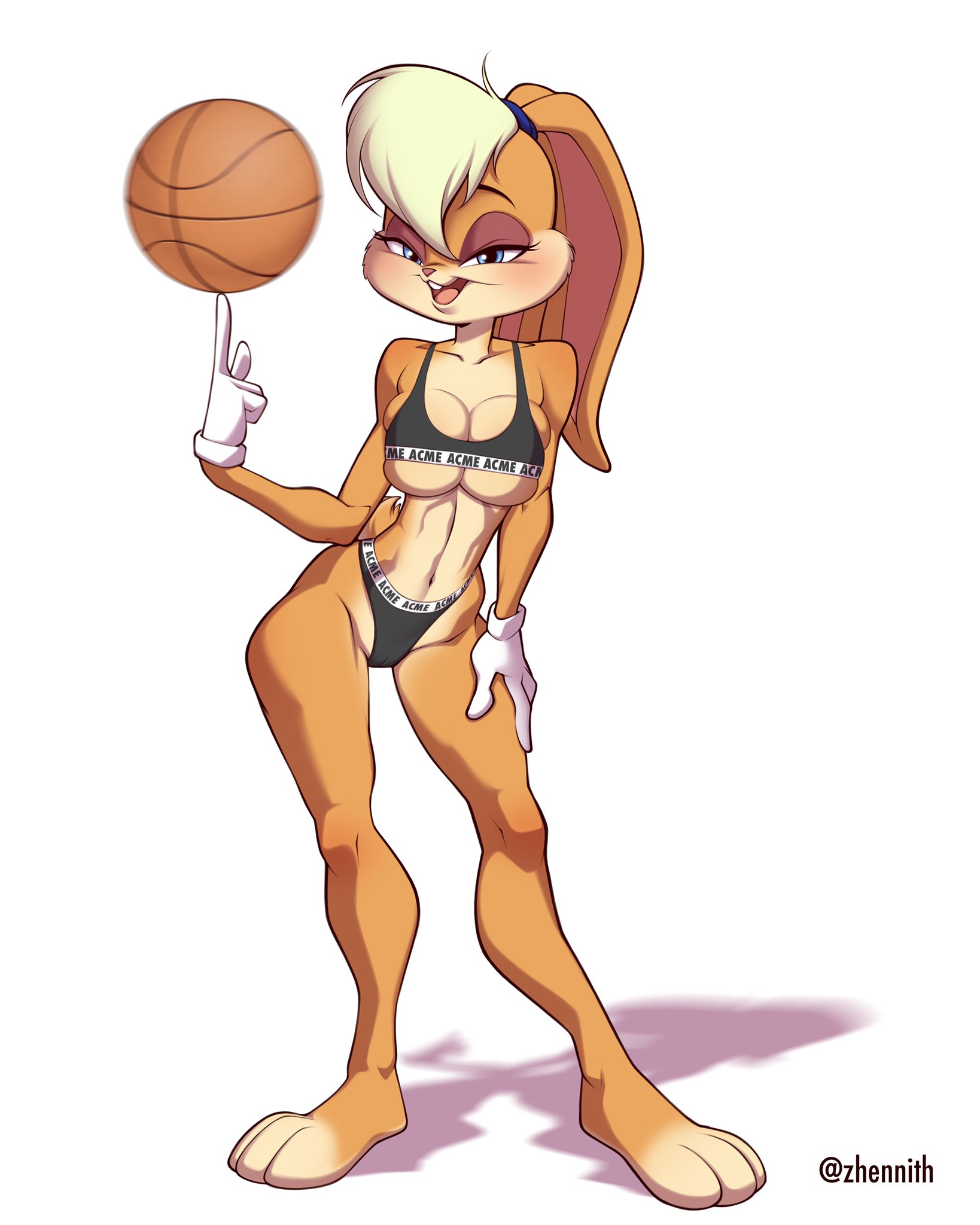 anthro, athletic, athletic female, breasts, busty, female, female focus, female only, fur, furry, hourglass figure, lola bunny, looney tunes, pose, posing, rabbit, rabbit ears, rabbit humanoid, solo, space jam, tagme, warner brothers, wide hips, zhennith