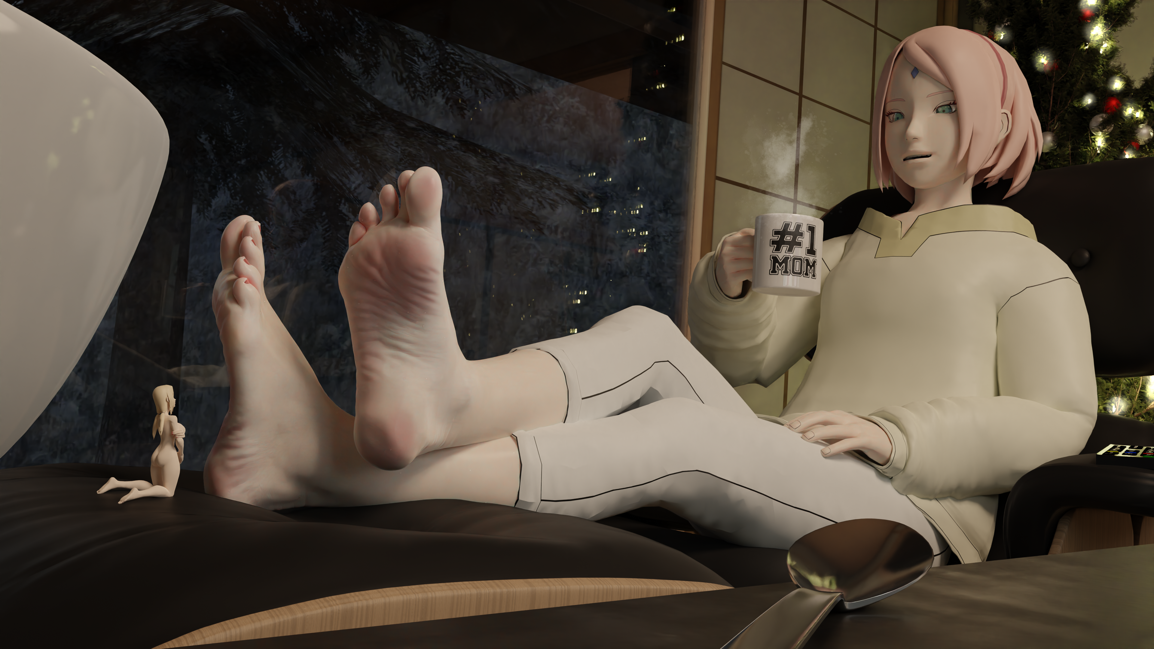 2girls, 3d, boruto: naruto next generations, christmas, feet, feet licking, female, female only, foot fetish, foot focus, foot lick, naruto, naruto (classic), naruto (series), naruto shippuden, sakura haruno, sex slave, tsunade