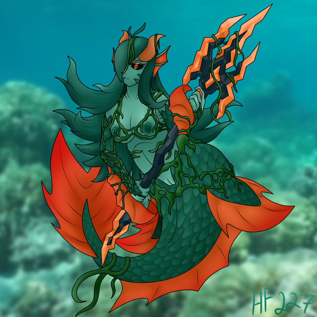 calamity_mod green_scales hellfire227 mermaid monster_girl moss siren_(calamity_mod) terraria underwater