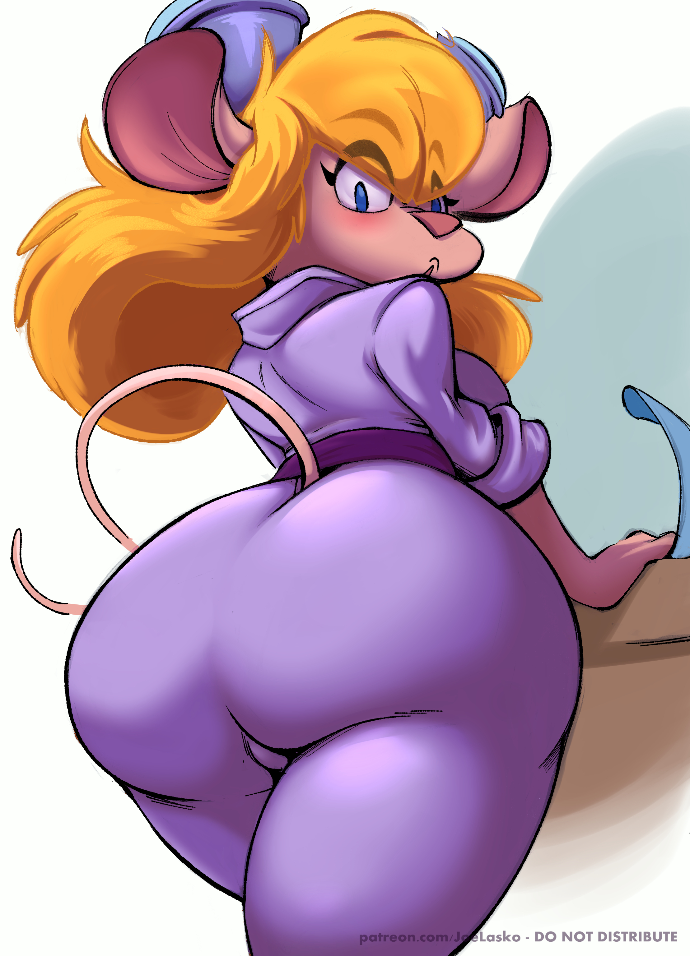 :o, 1girls, 2021, ass, background, big ass, big butt, blue eyes, breasts, chip 'n dale rescue rangers, disney, female, female only, furry, gadget hackwrench, goggles, goggles on head, high resolution, hips, huge ass, huge butt, joelasko, jumpsuit, large ass, large butt, long hair, looking back, mouse, obese female, orange hair, pussy, rodent, sideboob, signature, solo, solo female, surprised, text, thick, thick ass, thick thighs, thigh highs, thighs, white background, wide hips