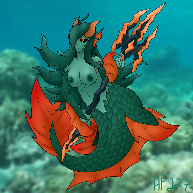 calamity_mod green_scales mermaid monster_girl siren_(calamity_mod) terraria underwater