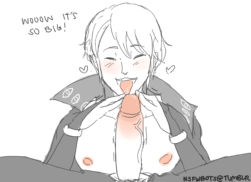 blowjob blush closed_eyes english_text fire_emblem fire_emblem_awakening gay half-dressed heart henry_(fire_emblem) licking_penis licking_tip male nintendo nipples nnsfwbot oral oral_sex outercourse paizuri penis pov text tongue tongue_out veiny_penis yaoi