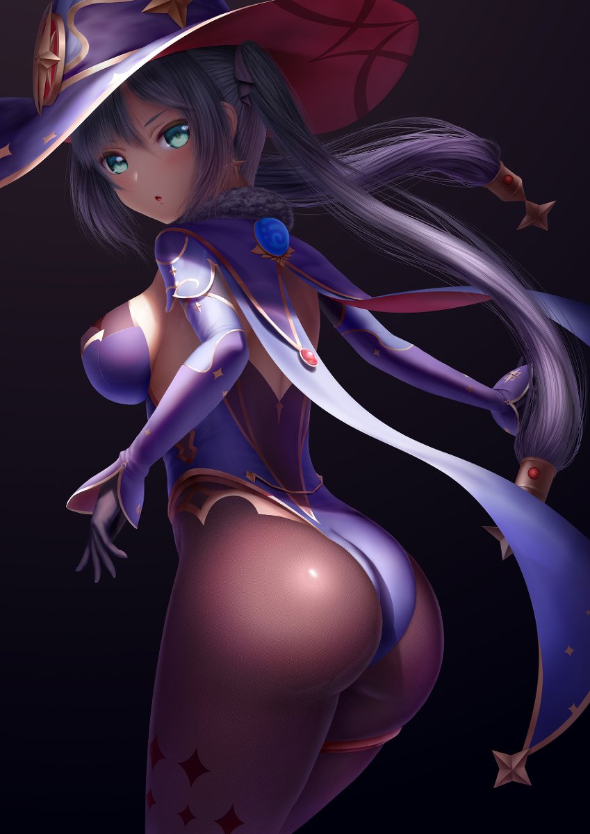 female, female only, genshin impact, looking at viewer, mona (genshin impact), purple hair, solo female, tagme, twintails